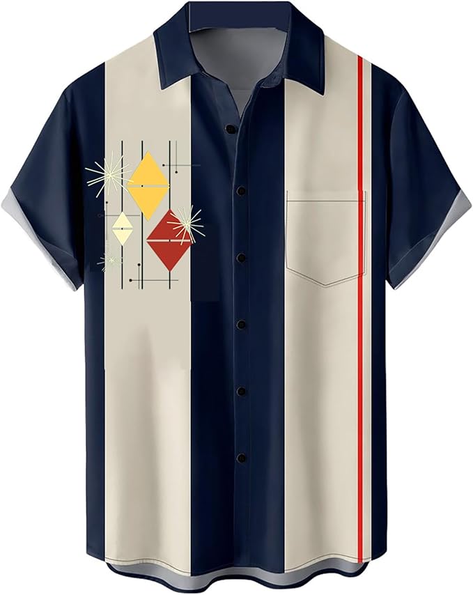 Retro Bowling Shirts 50s Rockabilly Style Button Down Shirts